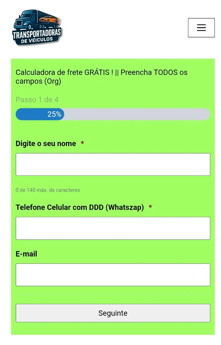 Preencha um formulário de cotação